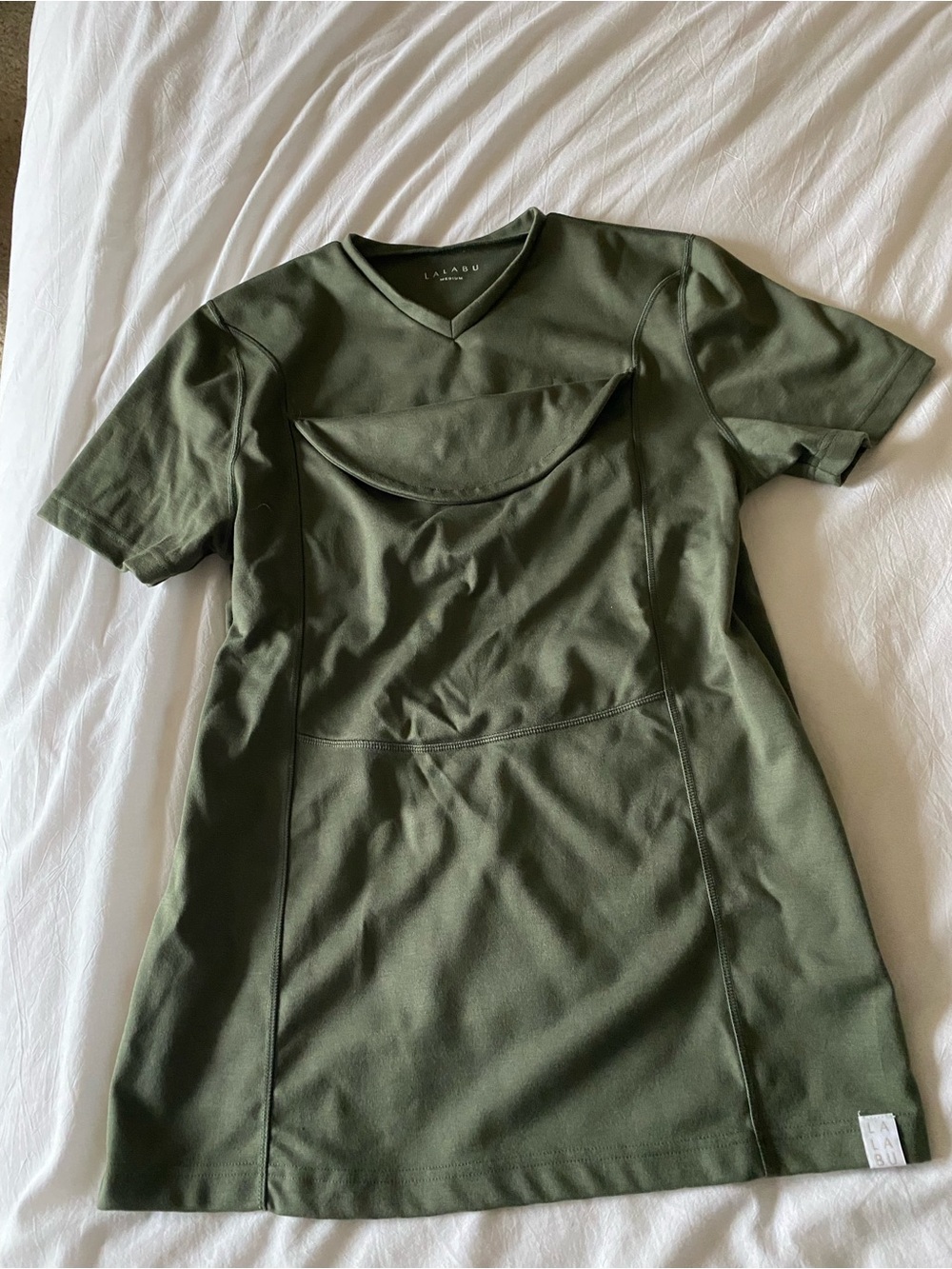 Lalabu Olive Green Short Sleeve babywearing “dad shirt”